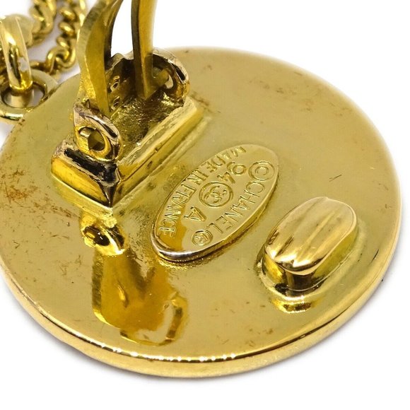Auth Chanel Bag Motif Dangle Earrings Clip-On Gold - Picture 4 of 4